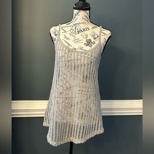 Buckle Silver-Gray Metallic Sheer Scoop Neck Tank